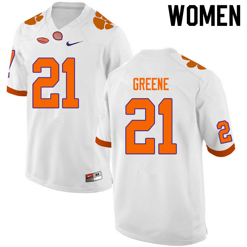 Women #21 Malcolm Greene Clemson Tigers College Football Jerseys Sale-White